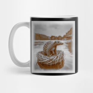 AI generated Pangolin riding hay basket Mug